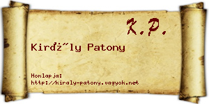 Király Patony névjegykártya